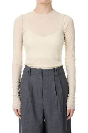 Sheer Crewneck Long T-shirts -CREAM(12410608)