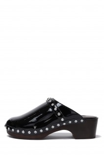EMBELLISHED WOODEN CROGS- PATENT BLACK( FTC242-3001)