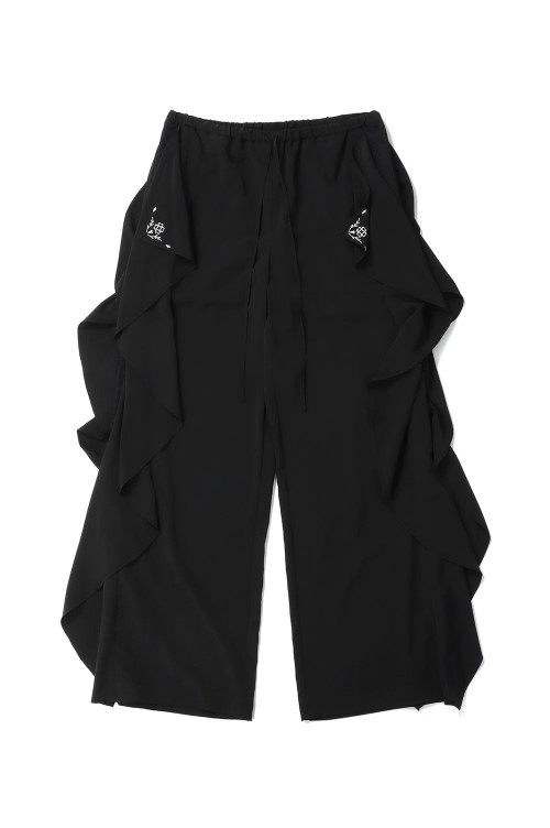 LACE PANELED RUFFLE TROUSERS-BLACK(FTC242-0606) | セレクト