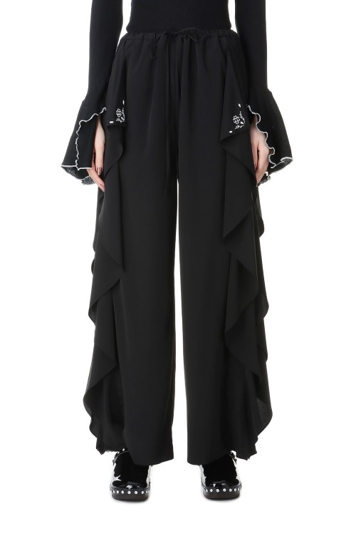LACE PANELED RUFFLE TROUSERS-BLACK(FTC242-0606) | セレクト