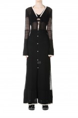 LACE KNIT MAXI CARDIGAN-BLACK(FTC242-0704)