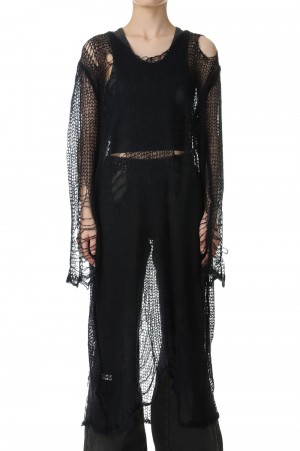 Mohair Damaged Knit One Piece - BLACK (31232265605)
