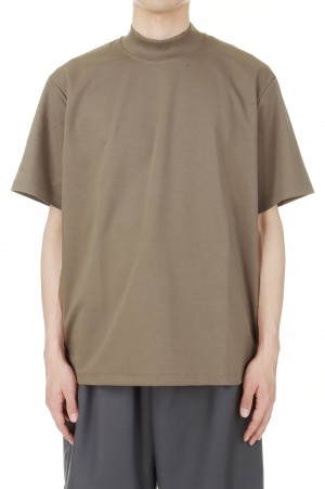 MOCK NECK T-SHIRT(W-014-8009)-L.Brown-