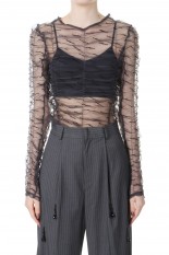 Flocky Logo Tulle Bodysuit -BLACK (31241415601)