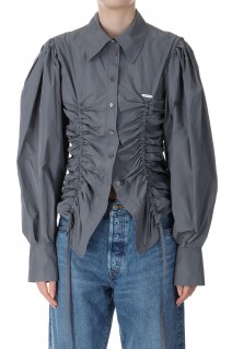 Puff Shoulder 2way Taffeta Shirt -GRAY (21241315203)