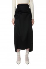 Satin Shirring Tight Skirt (21241515704)