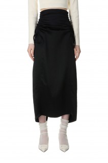 Satin Shirring Tight Skirt (21241515704)