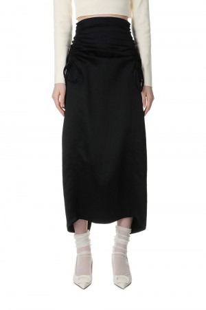 Satin Shirring Tight Skirt (21241515704)