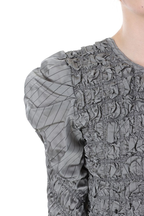 MAISON SPECIAL◆24SS/Shirring Puff Sleeve Tops/FREE/IVO/ストライプ/21241315801 Shirring Puff Sleeve Tops -GRAY (21241315801) | セレクト