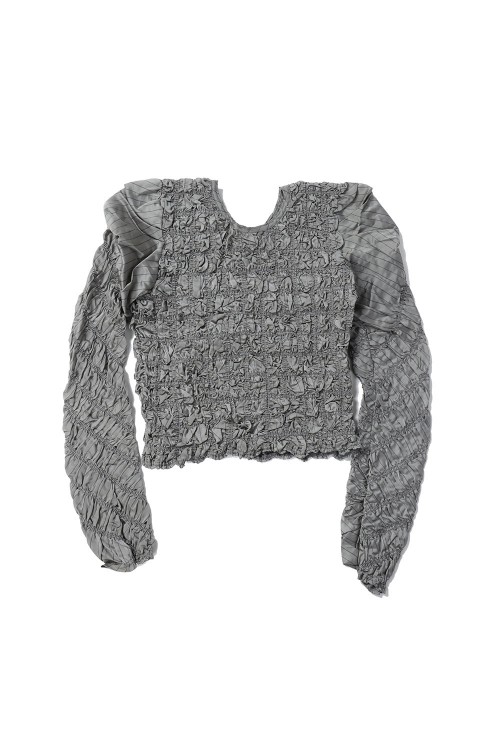 MAISON SPECIAL◆24SS/Shirring Puff Sleeve Tops/FREE/IVO/ストライプ/21241315801 Shirring Puff Sleeve Tops -GRAY (21241315801) | セレクト