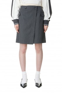 Double Waist Wrap Mini Skirt -GRAY (21241515701)