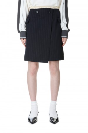 Double Waist Wrap Mini Skirt -NAVY (21241515701)