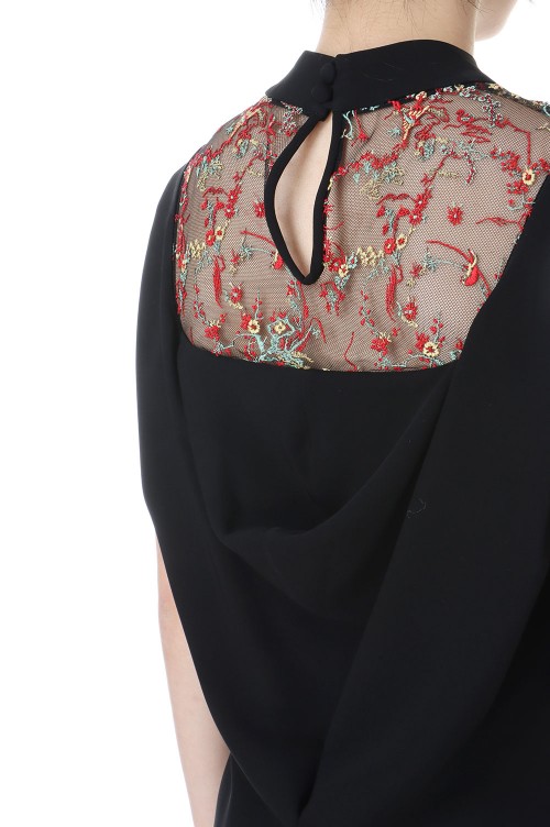 Acetate Polyester Floral Lace-Collar Sleeveless Dress(MM24FW-DR002