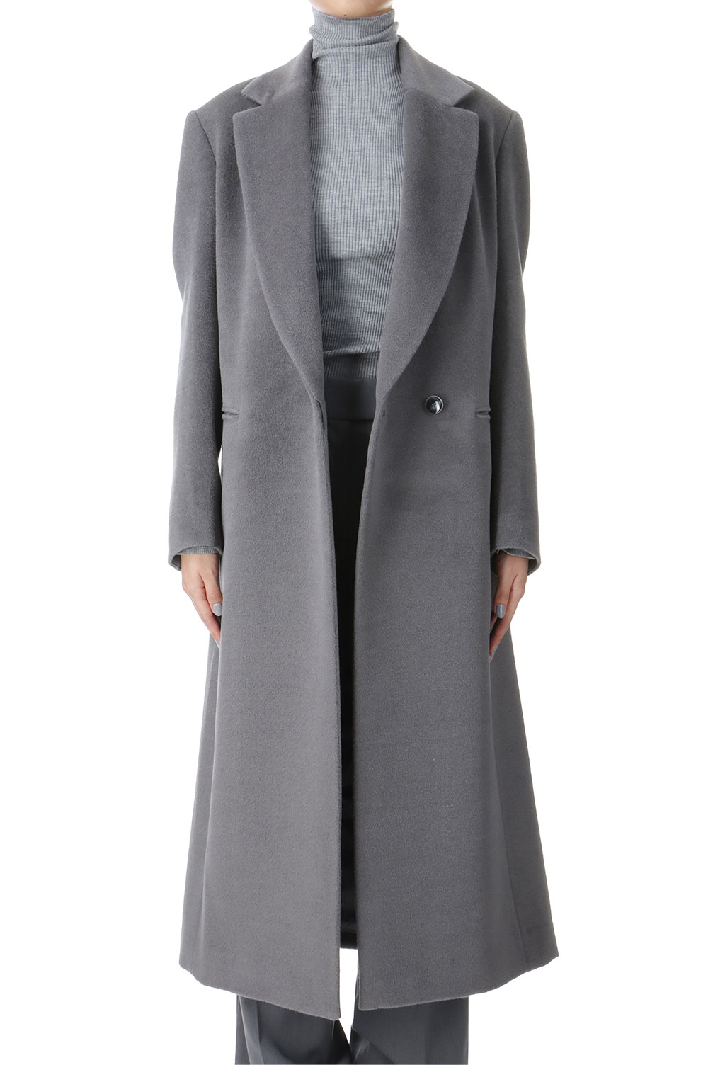 Beaver Finished Alpaca Wool Chester Coat(MM24FW-CO055) -Grey