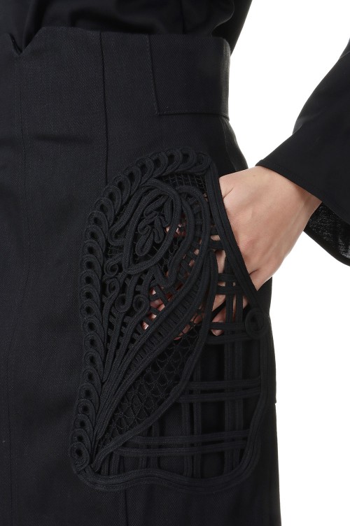 Cord Embroidery Detail Denim Skirt(MM24FW-SK092) -Black
