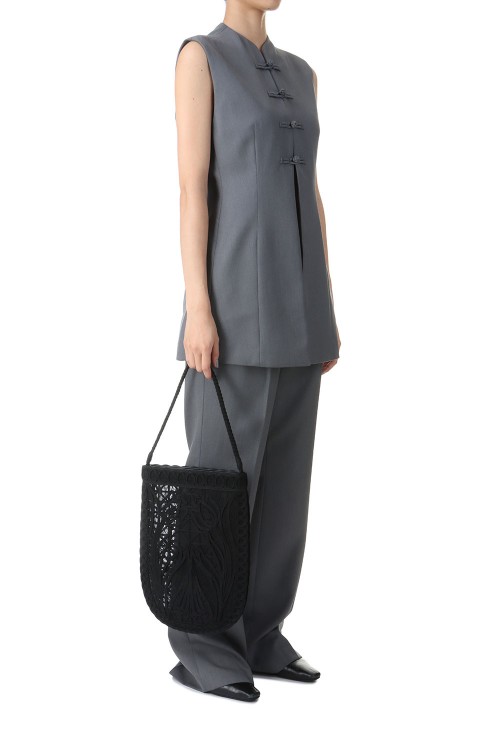 Cording Embroidery Round Tote Bag(MMFW16-AC406) -Black
