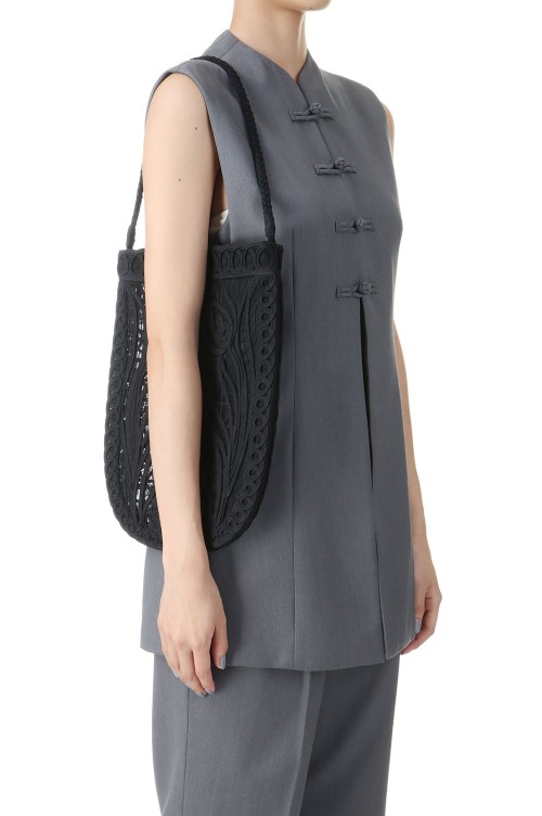 Cording Embroidery Round Tote Bag(MMFW16-AC406) -Black