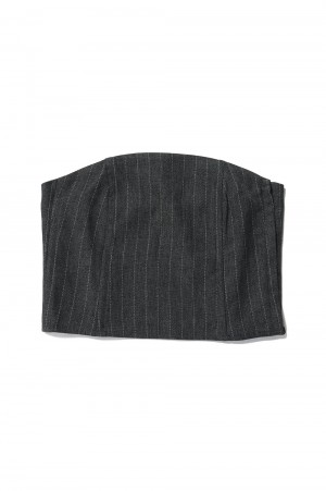 Stripe Bustier Tops -DARK GRAY (12420409)