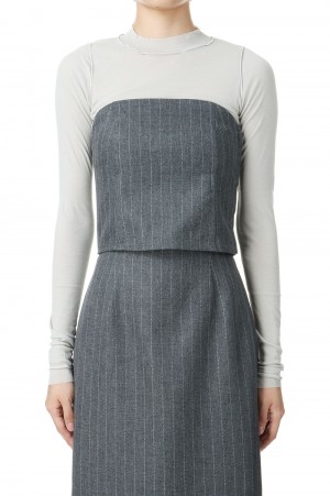Stripe Bustier Tops -DARK GRAY (12420409)