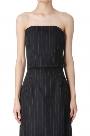 Stripe Bustier Tops -BLACK (12420409)