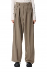 Doubletuck Smooth Trousers -OLIVE (12420704)