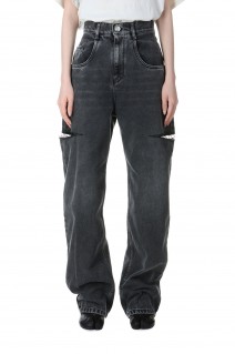 SLASH DETAIL DENIM PANTS -BLACK (S51LA0051-S30743-965)