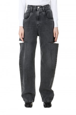 SLASH DETAIL DENIM PANTS -BLACK (S51LA0051-S30743-965)