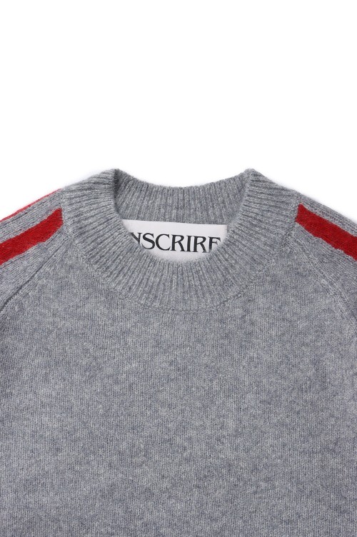 Racoon Line Sweater -Grey x Red (I24AW-K8) | セレクト