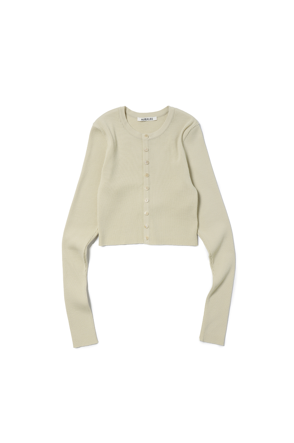 SUPER FINE WOOL HIGH GAUGE RIB KNIT SHORT CARDIGAN -Light SUPER FINE WOOL HIGH GAUGE RIB KNIT SHORT CARDIGAN -Light