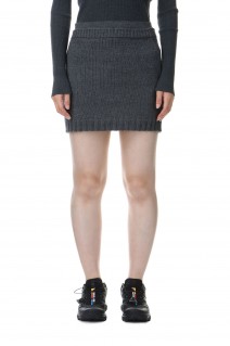 WOOL SOFT CORD KNIT MINI SKIRT -Top Charcoal (#A24AS06FL)