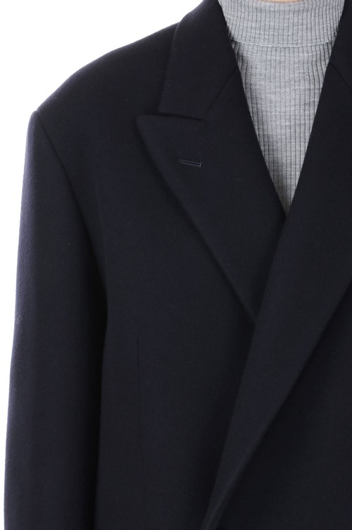 SPONGE WOOL MELTON CHESTERFIELD COAT -Dark Navy (#A24AC03SB