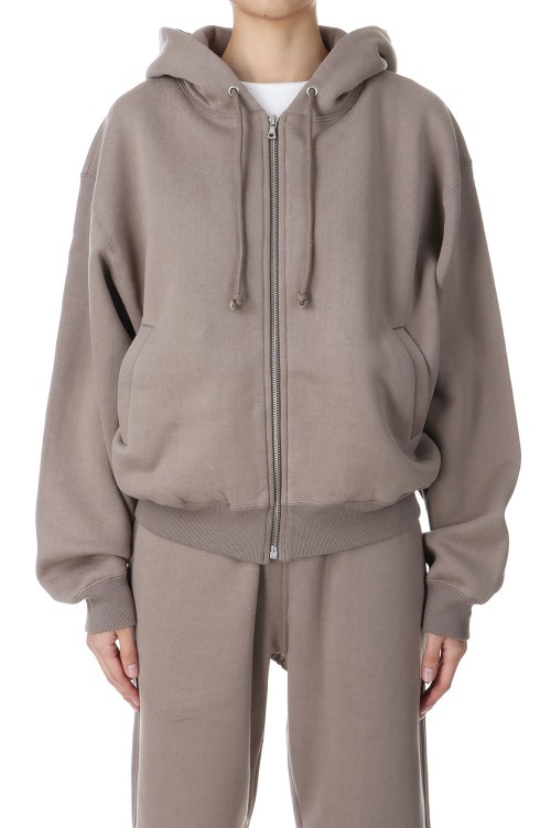 SMOOTH SOFT SWEAT ZIP PARKA -Olive Brown (#A24AP05TU