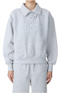 W's TECH SWEAT SNAP PULLOVER -Top Gray (BE-53024WL)