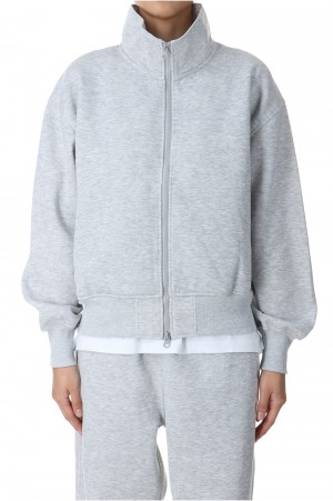 W's TECH SWEAT STAND ZIP-CARDIGAN -Top Gray (BE-54024WL)