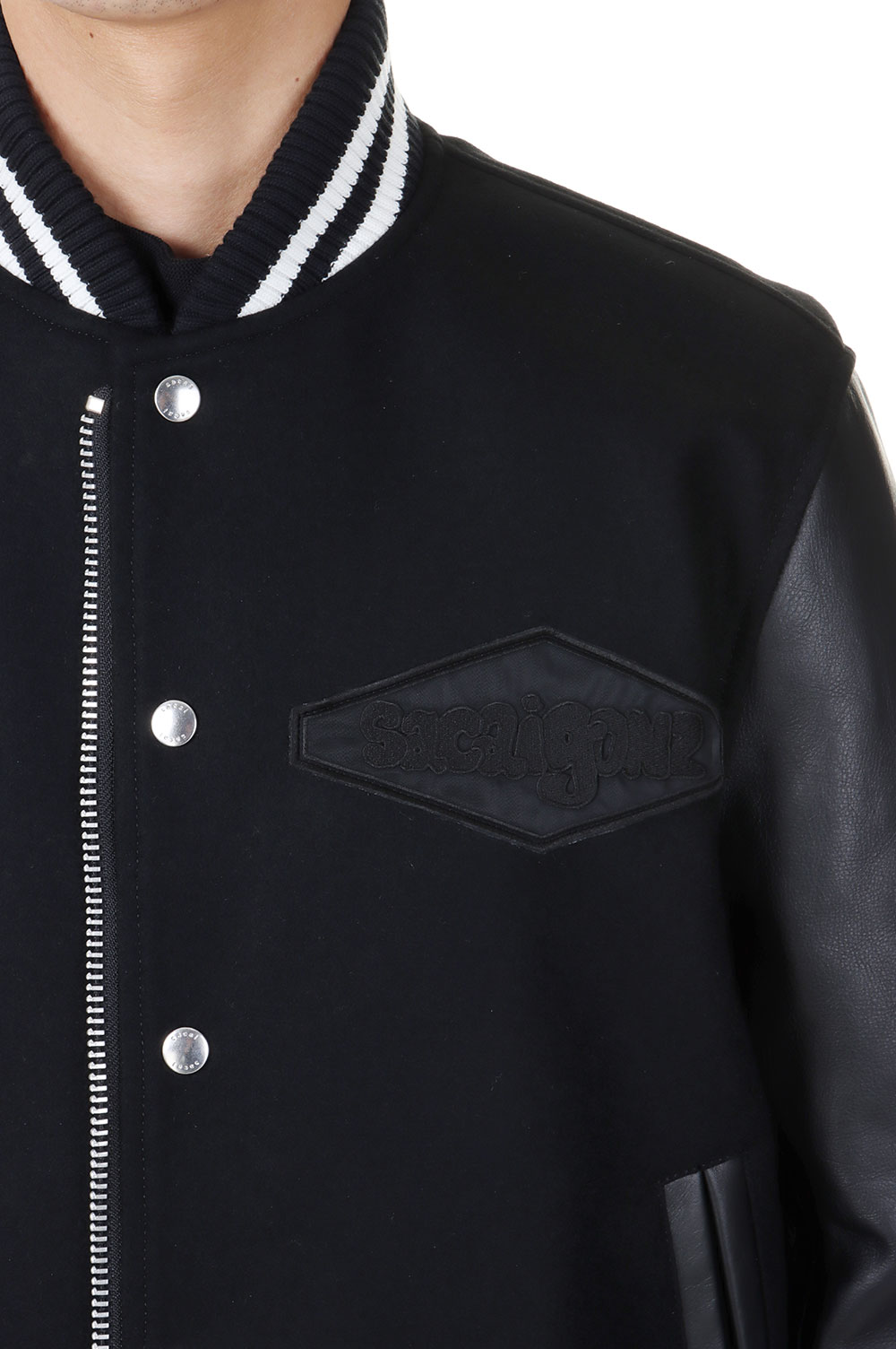 sacai Gonz Wool Melton x Leather Blouson (24-03523M