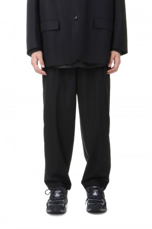 Wooly Cotton Twill Wide Tapered Slacks - BLACK (GM243-40073B)