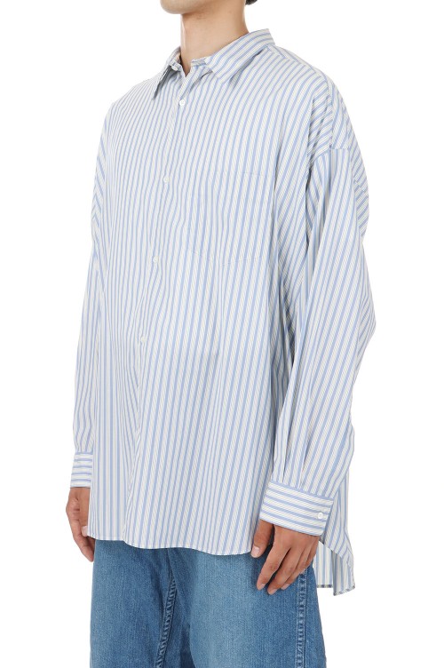 Broad L/S Oversized Regular Collar Shirt - YELLOW STRIPE