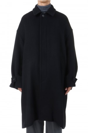 Light Melton Oversized Coat - BLACK (GU243-10271B