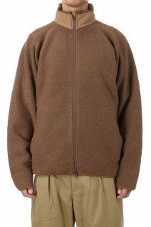 Boiled Wool Zip Up Sweater - L.BROWN (S24FJ031)