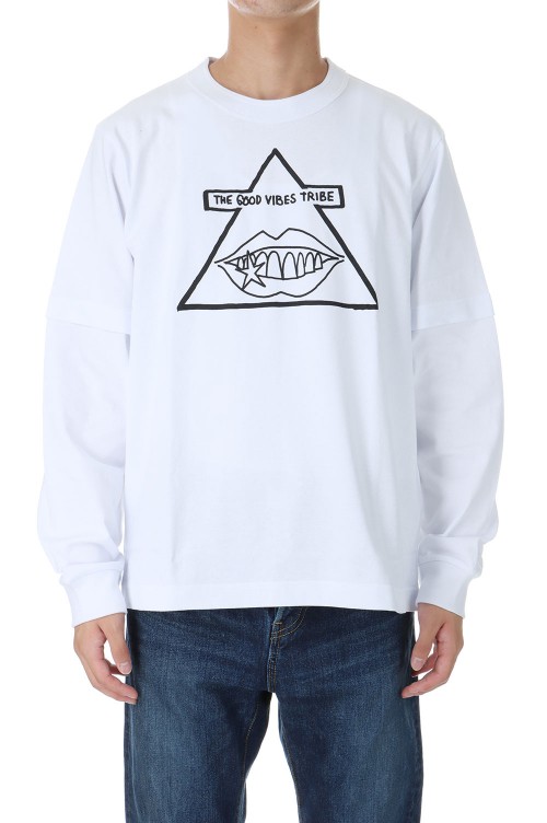 sacai Gonz THE GOOD VIBES TRIBE L/S T-Shirt -WHITE 101- (24-0824S 