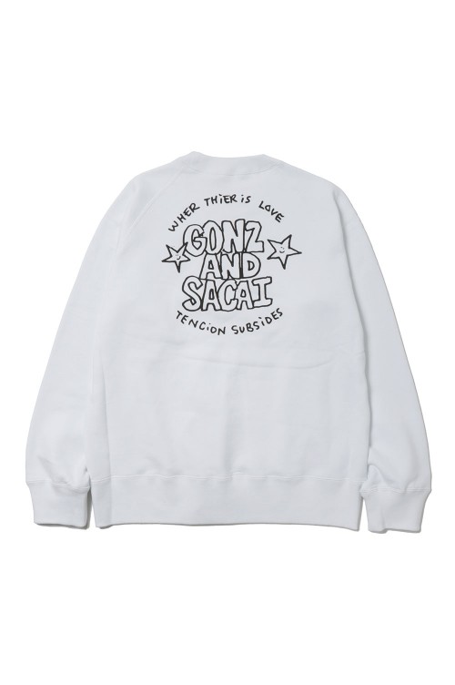 直営店購入 sacai x Gonz ロンT 長袖 サカイ ゴンズ Tシャツ sacai Gonz GONZ AND SACAI Pullover -WHITE 101- (24-0826S