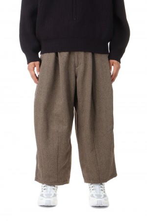 TECH TWEED BALLOON PANTS -HERRINGBONE BROWN- (24AW_24_28PT01T01WOOL-1)