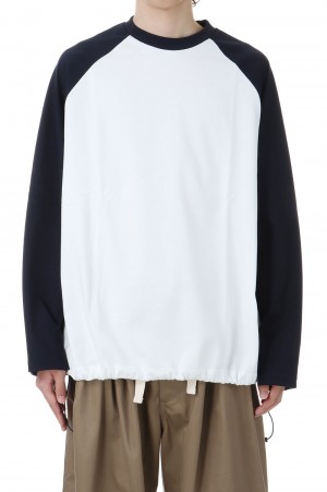 BALLOON RAGLAN LONG SLEEVE T SHIRT -WHITE x NAVY- (24AW_35_1006AWCST01)