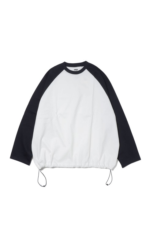 BALLOON RAGLAN LONG SLEEVE T SHIRT -WHITE x NAVY