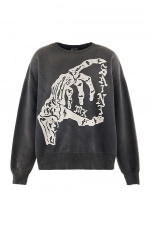 新品 SAINT MICHAEL CREW SWT CHAOS CHARKOAL
