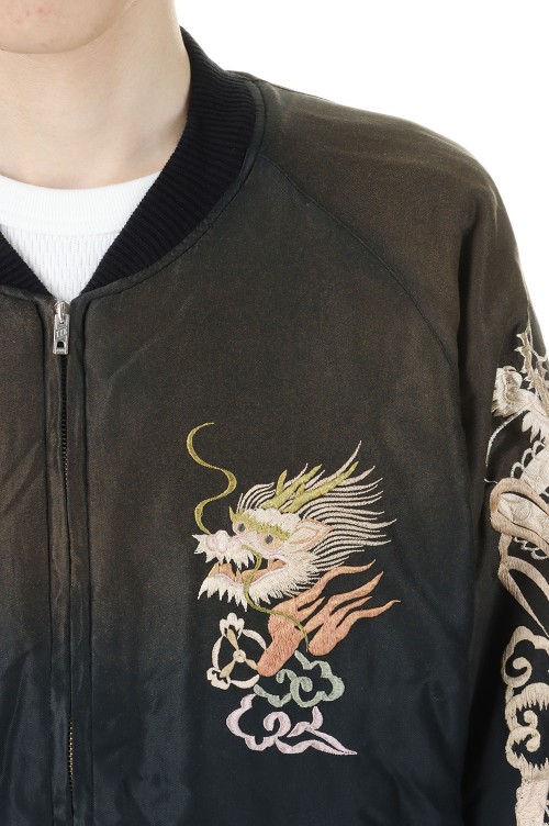 ACETATE SOUVENIR JACKET JAPAN MAP VINTAGE WASHED - BLACK ACETATE SOUVENIR JACKET JAPAN MAP VINTAGE WASHED - BLACK