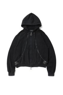 Zippers Hoodie / Washed Black