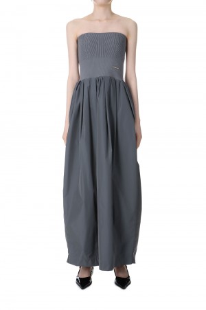 Knit Combi Bare Dress -GRAY (31241265606)