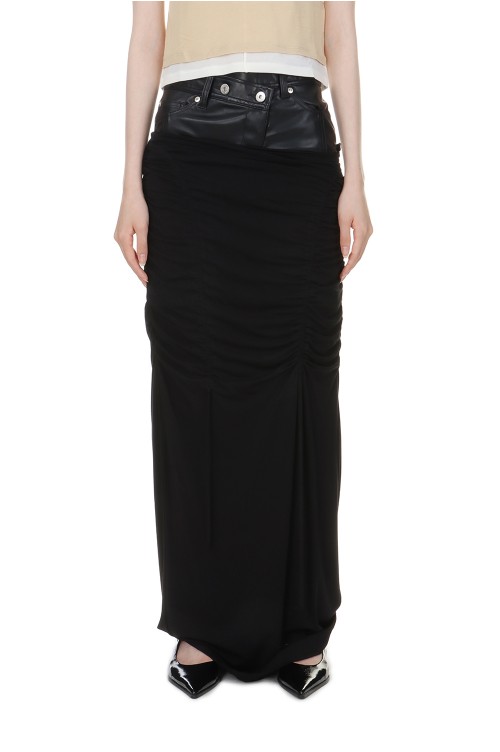 Layered Maxi Shirring Skirt