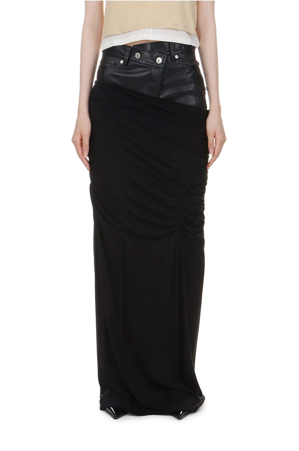 Layered Maxi Shirring Skirt -BLACK (31241515206) | セレクト 